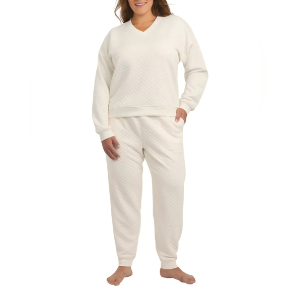 Lands' End Other - Lands' End Women's Cream Quilted 2 Piece Lounge Set NWT